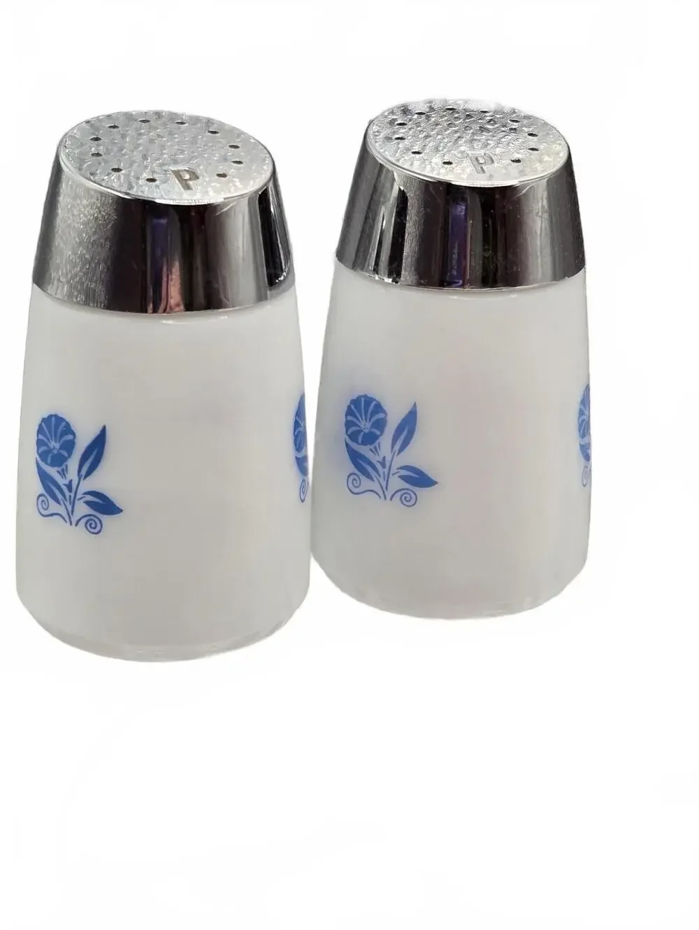 Vtg Starline Santa Barbara White Milk Glass Pair Pepper Shakers